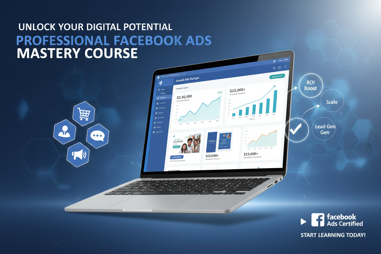 Here is a **detailed, polished, and ready-to-use description** for a **Facebook Ads Course**.
If you want it tailored for a landing page, Udemy, or your own brand, just tell me.

---

## **Facebook Ads Course – Detailed Description**

The **Facebook Ads Course** is an in-depth, step-by-step training program designed to teach beginners and professionals how to create, manage, and optimize high-performing advertising campaigns on Facebook and Instagram. This course takes you from the foundations of digital ad